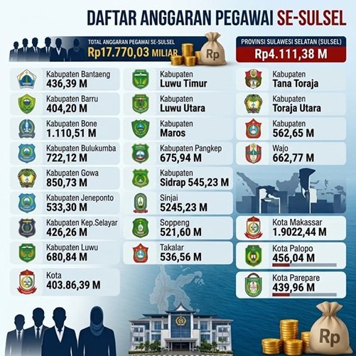 Anggaran Pegawai Sulsel Rp17,77 Triliun, Payroll ASN Jadi Sorotan Bank Sulselbar